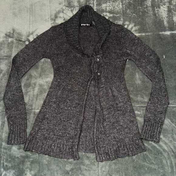 VTG Y2K Planet Gold Baby Doll Sweater Gray Girl's Size Large/14 Bella Swan Core - Picture 1 of 6